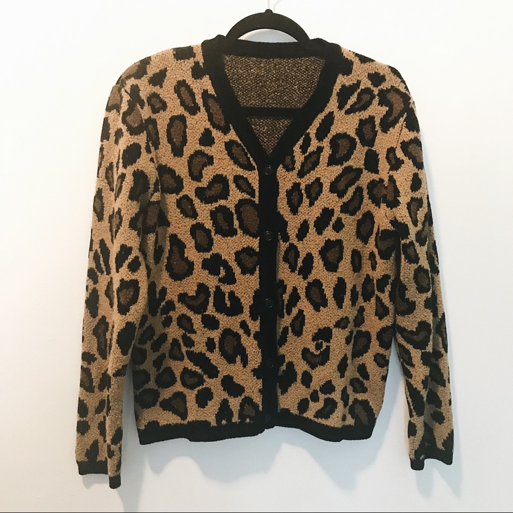 Vintage Chenille Leopard Cardigan